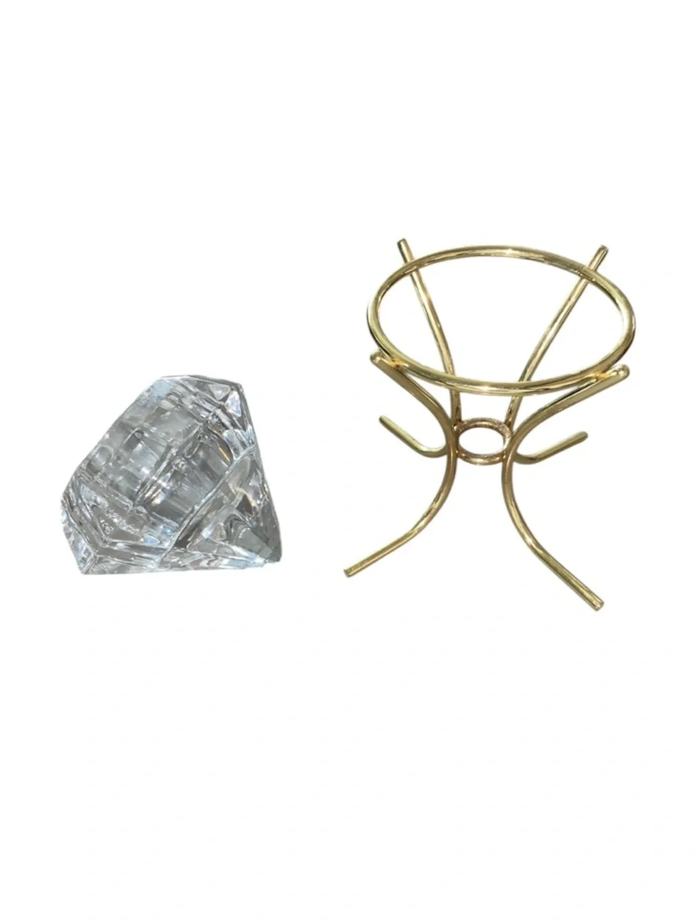 Vintage Y2k Partylite crystal Diamond solitaire candle holder gold Glam Bridal